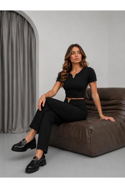 OYERGA MODA بدلة نسائية مزدوجة مميزة برقبة على شكل حرف V