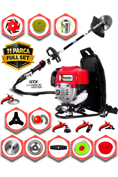 Wacker Pro Alman W-20 Motor 7 İN 1 Sırt Tipi Benzinli Motorlu Ot Çalı Tırpanı...