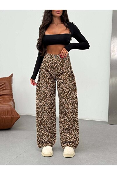 HerTon Pantaloni din denim cu efect vintage și picior larg