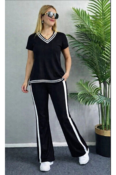 Generic Brand Women's Short Sleeve V-Neck Viscose Two Thread Blouse and Trous...