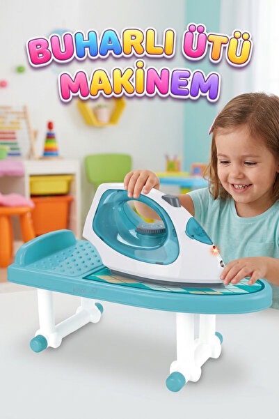 Tıfıl Toys Sesli Işıklı Pilli Buhar Atan 10 Parçalı Masalı Oyuncak Ütü Eğlenc...