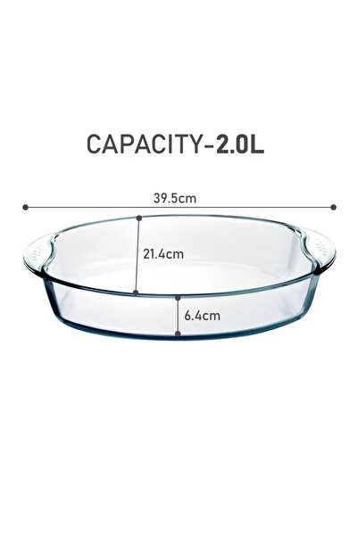 Blackstone Clear Glass Casserole Premium Borosilicate Glass Dish for Baking, Serving, Mixing, Oven, Microwave & Dishwasher Safe 2 L Oval HSAP20