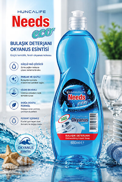 Huncalife Needs Eco Okyanus Esintisi Bulaşık Deterjanı 680 ml