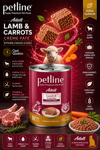 Petline Gold Opti Quattro Nutrition™ Adult Lamb & Carrots Crème Pâté Yetişkin...