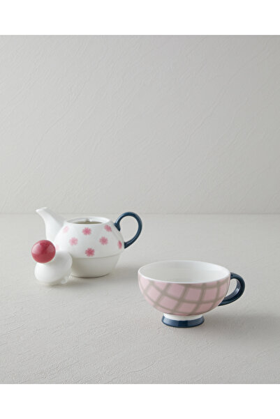 English Home Florentis New Bone China Demlik Seti 400 – 290 ml Pembe - Yeşil