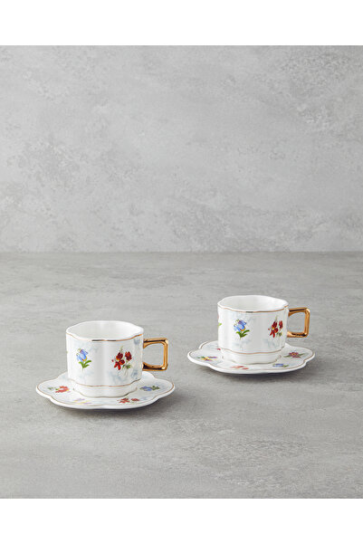 English Home Celestia Porselen 4 Parça 2 Kişilik Kahve Fincan Takımı 90 ml Re...
