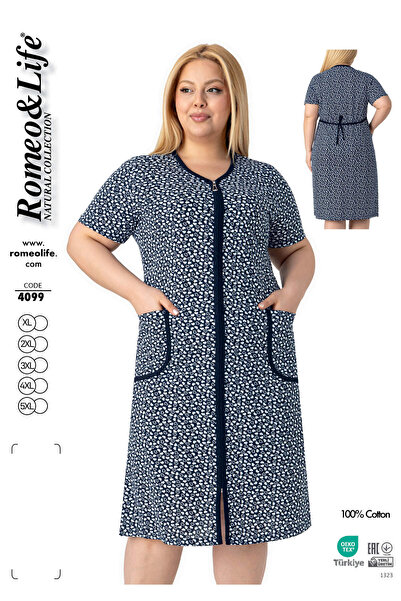 ROMEO LİFE Women's Plus Size 100% Cotton Combed Fabric Zippered Summer Dress ...