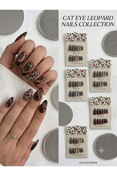 ELAS HOME Leopar Desenli Şık Tasarım Takma Tırnak 12'li 1 Paket 💅