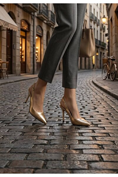 Modiva shoes Moon %100 Hakiki Deri Arkası Açık Stiletto Kadın Topuklu Ayakkab...