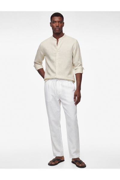 Koton Classic Collar Loose Fit Long Sleeve Linen Shirt