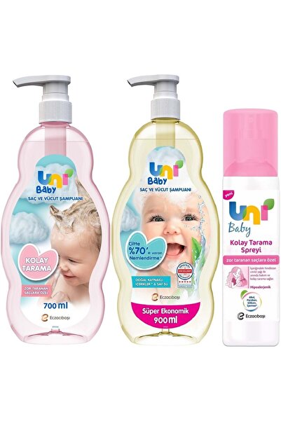 Uni Baby (3 Lü Avantaj Set) Bebek Şampuanı 900ML Klasik + Papatya Özlü 700ML+...