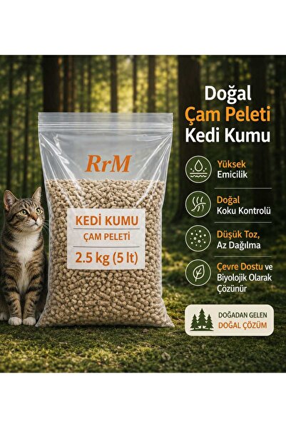rrm tedarik Çam Pelet Kedi Kumu %100 doğal koku hapseden economik 2kg (5LT)
