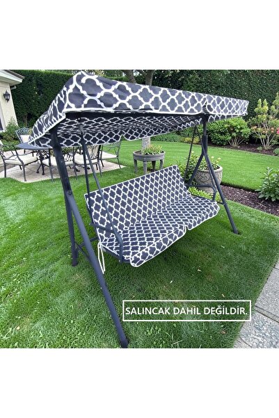 Mor Minder Salıncak Minder Seti Tenteli 2 Kişilik SÜNGERLİ Siyah - Beyaz 130X45