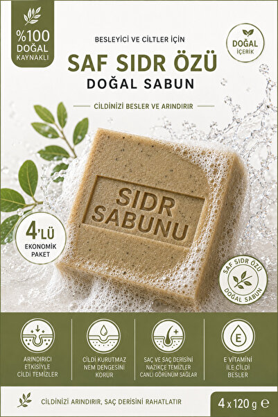 ŞİFAKÜR BİTKİSEL SAĞLIK ÜRÜNLERİ Şifakür Doğal Sidr Sabunu 4 x 120 g | Lote A...