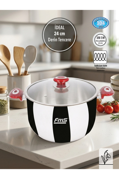 FMS Steel Deep Ideal Pot 24 Cm Red