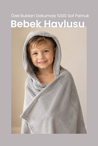 ilays beauty Özel Buldan Dokuması Bebek/çocuk Havlusu Gri Rengi (YENİDOĞANDAN...