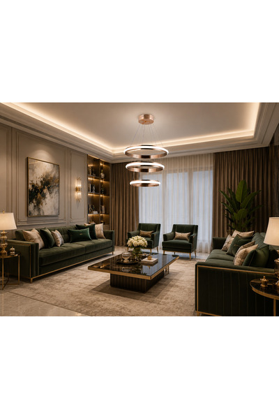 ARTEMIS MODERN GOLD LED SARKIT AVİZE,3 RENK YANABİLEN MODERN AVİZE,SALON LED AVİZE