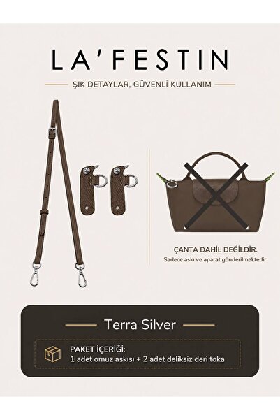 LA'FESTİN Ayarlanabilir Çanta Askısı Çanta Aksesuar (Terra Silver Uyumlu )