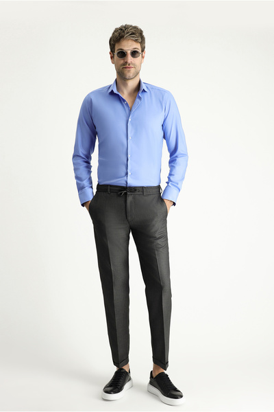 Kiğılı Pantaloni 7 Drop Slim Fit cu talie ajustată și șnur, din material clasic