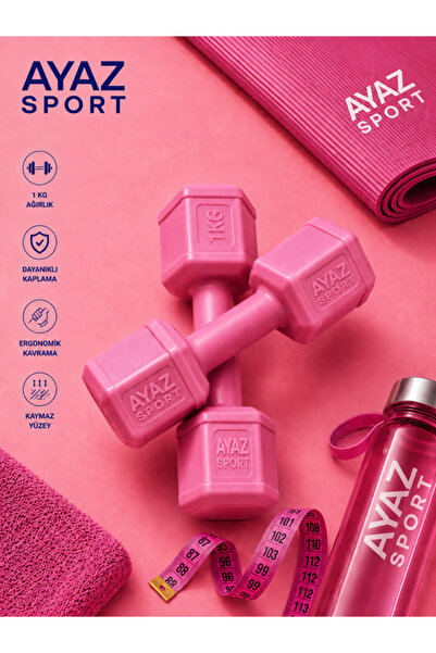 AYAZ SPORT Spor 1 Kg X 2 Adet 2 Kg Dambıl Seti 2 Kg Dumbell Set (Pembe)