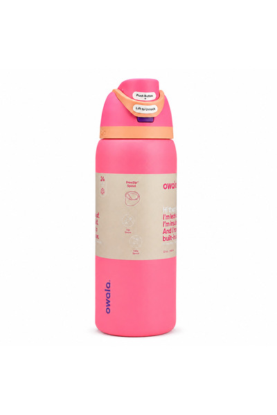 owala Dark Pink 24 oz Portable Hydration Flask with Covered Sipper Lid for St...