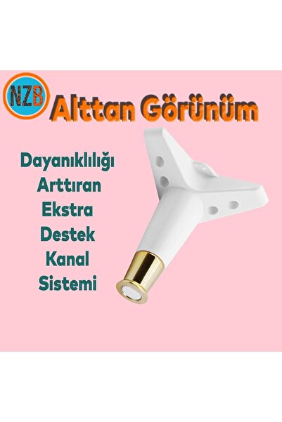 NZB Mobilya Takımı Çekyat Kanepe Komidin Sehpa TV Ünitesi Koltuk Ayağı 15 cm Beyaz Altın Baza Ayak