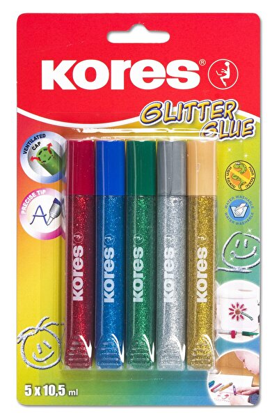 kores Lipici lichid cu sclipici 5 culori x 10,5 ml