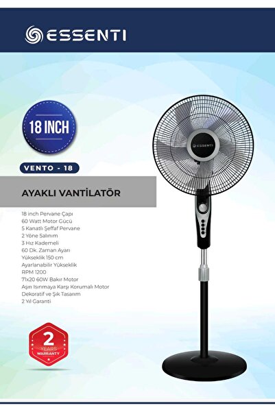 Süsler Essenti Vento 18" Ayaklı Vantilatör