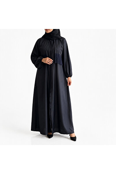 Dakakeen Concept Silk Jigli Fringe Abaya by Designer Alaa – Elegant Silk Abay...