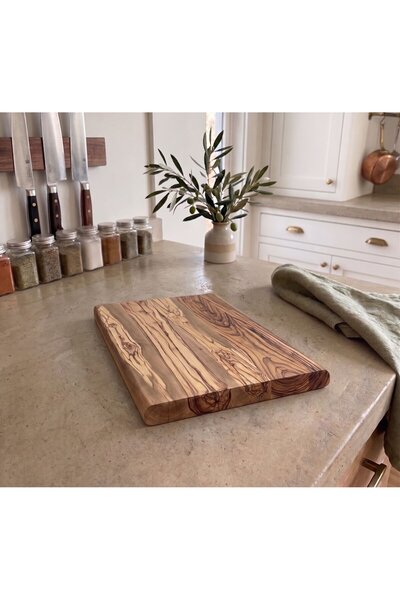 F&S WoodArt لوح تقطيع من خشب الزيتون الطبيعي مقاس 30 × 20 سم صغير الحجم لتقطي...