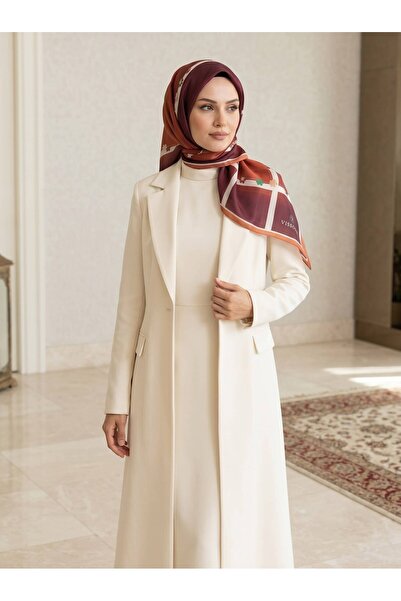 Vissona 100% Silk Floral Patterned Tan Colored 92X210 Shawl