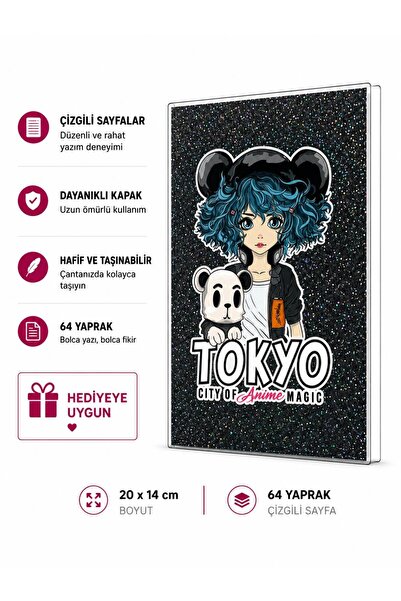 4nio Crna Tokyo Sa šljokicama beležnica