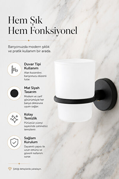 Alper Banyo Lotus Mat Siyah Eko Diş Fırçalık Plastik Tabak Ister Yapıştır Ister Montajla