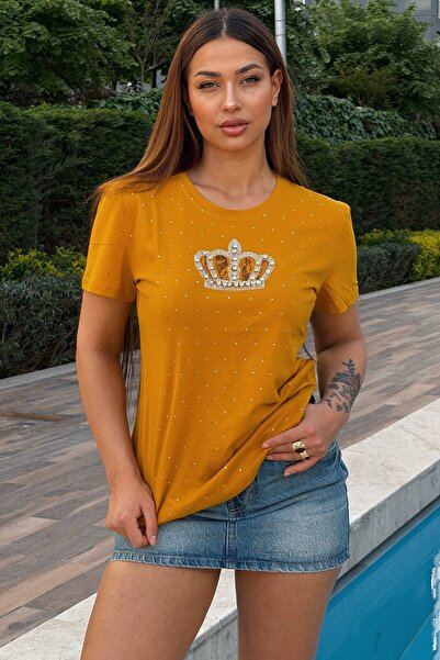 RICH GLAM Large Size Lace Crown Crystal Stone Short Sleeve Stylish Comfortabl...