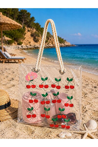 Transparent Beach Arm Bag Cherry