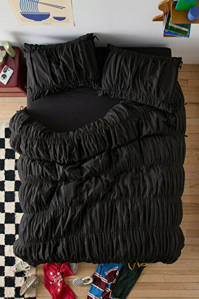 Ricco Lifes Drawstring Single Black Cotton Duvet Cover Set