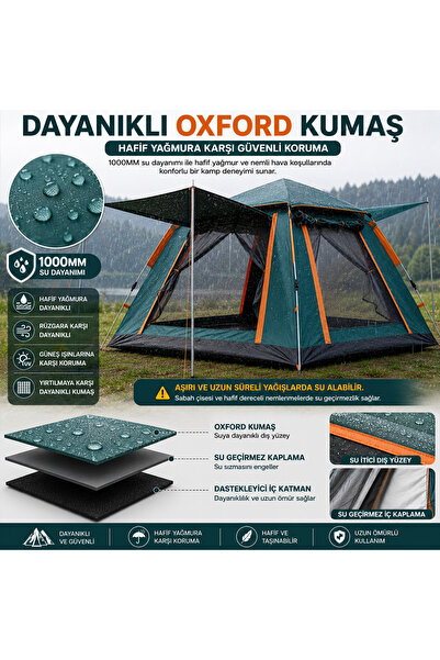Aırstorr Airstorr 8 Kişilik Tam Otamatik Tenteli Kamp Çadırı Portatif Anti-Uv...
