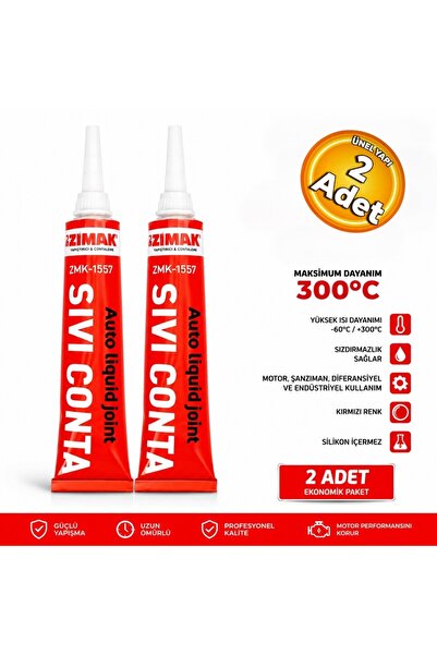 zimak 300 Dereceye Kadar Dayanıklı Isı Silikonu Sıvı Conta Siyah (2 Adet)