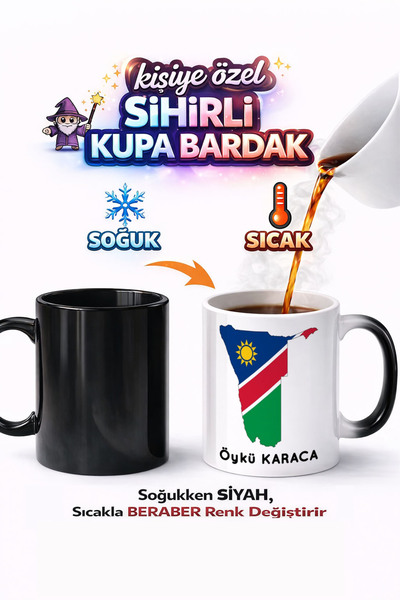 Kirbi Reklam كوب سحري من البورسلين مطبوع على الوجهين بتصميم علم ناميبيا