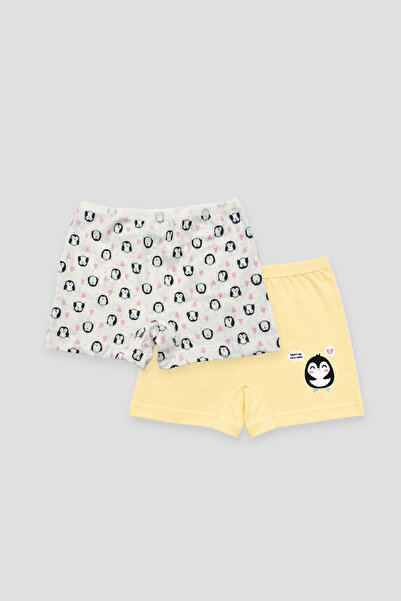 Defne Baby Set de 2 boxeri din bumbac pieptănat premium cu model pentru fete