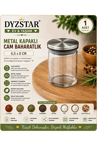 DYZSTAR علبة توابل زجاجية بغطاء معدني 6.5x8 سم DYZSTAR-Kvn37
