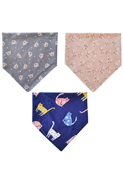 Baby Minik Baby Girl Triangle Scarf Cotton Jersey Drool and Feeding Bib (10 Pieces)