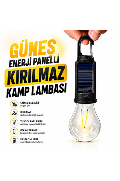 Gökhan Teknoloji Dünyası KIRILMAZ GÜNEŞ PANELLİ KAMP AMPÜLÜ