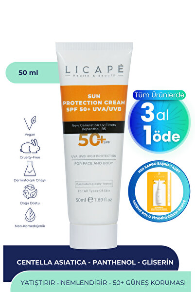 Licape Çok Yönlü Yüksek Korumalı Spf +50 Faktör Uva - Uvb Güneş Kremi 50 ml