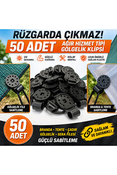 VİVVOV 50 Adet Gölgelik Klipsi | Gölge Bezi Sabitleme Aparatı | Sera Filesi T...