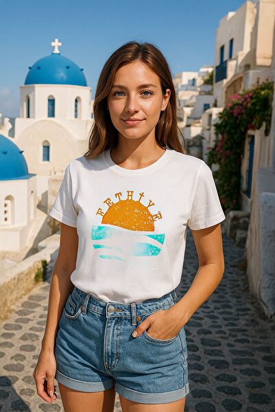 MARKAPIA WOMAN Tricou cu mânecă scurtă cu imprimeu Fethiye, 100% bumbac, pent...