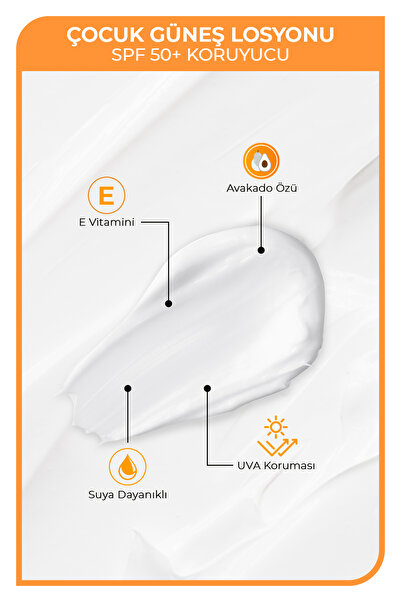Bebak SPF 50+ UVA/UVB Işınlarına Karşı Yüksek Koruma Etkili Çocuk Güneş Losyonu 200 ml