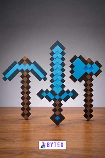 BytexStore Minecraft Kılıç-Kazma-Balta Üçlü Elmas Set / Minecraft Üçlü Oyunca...