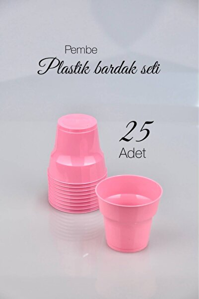 Ezupack 25'li 180 cc Pembe Renk LÜX SERT PLASTİK Parti Bardak Doğum Günü Sunu...