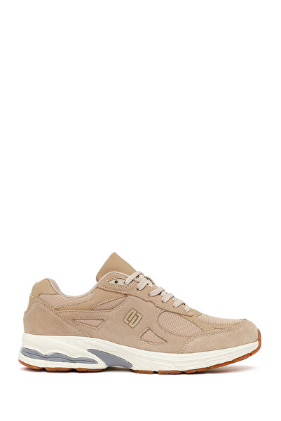 Derimod Ανδρικό μπεζ δερμάτινο sneaker με κορδόνια και χοντρή σόλα από σουέντ...